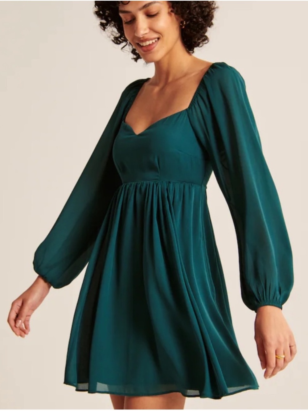 Abercrombie & Fitch A-line Babydoll Sweetheart Neckline Dress in Emerald Green M
